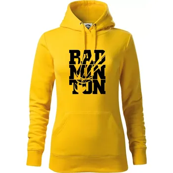 Dámská mikina Badminton nápis - Mikina dámská Cape s kapucí - XS ( Žlutá )