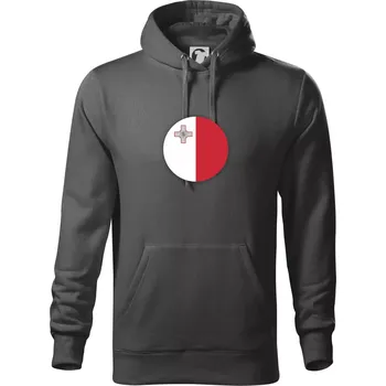 Pánská mikina Vlajka Malta kulatá velká - Mikina pánská Cape s kapucí - 5XL ( Ocelově šedá )