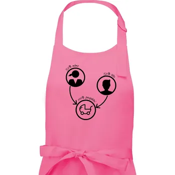 Kuchyňská zástěra 50% máma 50% táta = 100 perfektní - Dámská zástěra na vaření - Univerzální velikost ( Růžová )