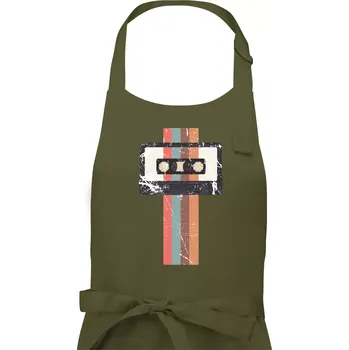 Kuchyňská zástěra Retro kazeta - pruhy - Pánská zástěra na vaření - Univerzální velikost ( Khaki )