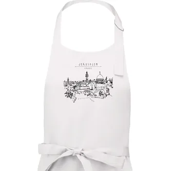 Kuchyňská zástěra Kreslený Jeruzalém - Dámská zástěra na vaření - Univerzální velikost ( Bílá )