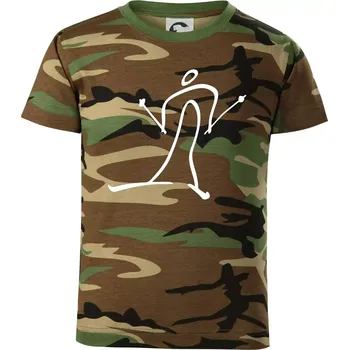 Chlapecké tričko Běžkař kreslený - Dětské maskáčové triko - 134 cm/8 let ( Hnědý maskáč )