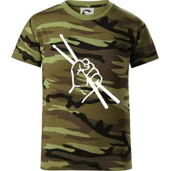 Paličky ruka - Dětské maskáčové triko - 146 cm/10 let ( Zelený maskáč )