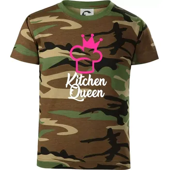Chlapecké tričko Kitchen Queen - Kuchařka - Dětské maskáčové triko - 104-110cm / 3-4 roky ( Hnědý maskáč )