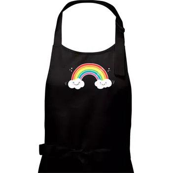 Kuchyňská zástěra Veselá duha - Dámská zástěra na vaření - Univerzální velikost ( Černá )