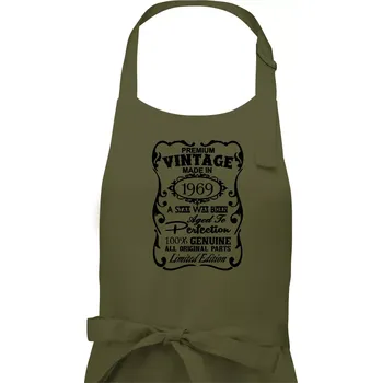 Kuchyňská zástěra Vintage Etiketa - 1969 - Pánská zástěra na vaření - Univerzální velikost ( Khaki )