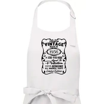 Kuchyňská zástěra Vintage Etiketa - 1956 - Dámská zástěra na vaření - Univerzální velikost ( Bílá )