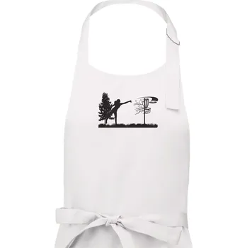 Kuchyňská zástěra Disc golf - žena černý obrázek - Dámská zástěra na vaření - Univerzální velikost ( Bílá )