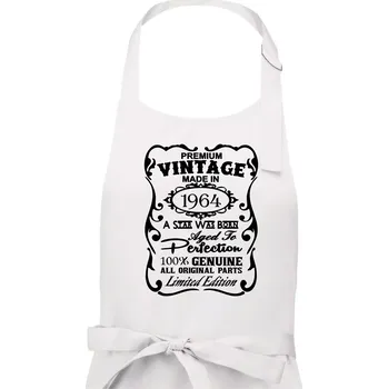 Kuchyňská zástěra Vintage Etiketa - 1964 - Pánská zástěra na vaření - Univerzální velikost ( Bílá )