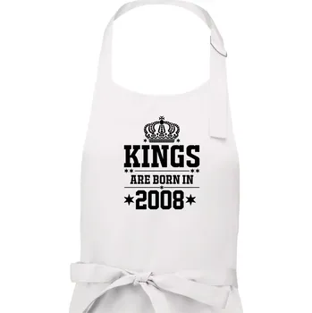 Kuchyňská zástěra Kings are born in 2008 - Pánská zástěra na vaření - Univerzální velikost ( Bílá )