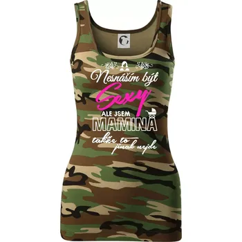 Dámské tričko Nesnáším být sexy - Mamina - Dámské Maskáčové tílko - XL ( Hnědý maskáč )