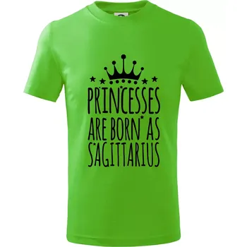 Chlapecké tričko Princesses are born as Sagittarius - Střelec - Tričko dětské bavlněné - 134 cm/8 let ( Apple Green )