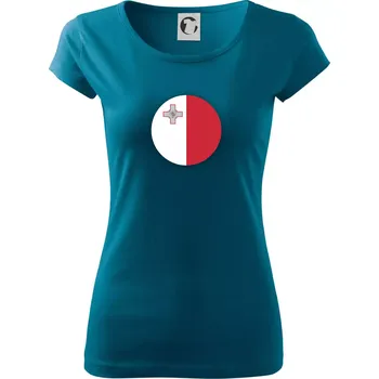Dámské oblečení Vlajka Malta kulatá velká - Dámské triko Pure - XL ( Petrolejová )