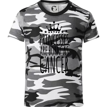 Princesses are born as Cancer - Rak - Dětské maskáčové triko - 146 cm/10 let ( Šedý maskáč )