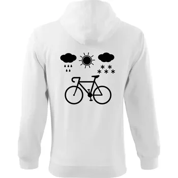 Pánská mikina Cyklista za každého počasí - Mikina s kapucí na zip trendy zipper - S ( Bílá )