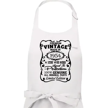 Kuchyňská zástěra Vintage Etiketa - 1954 - Pánská zástěra na vaření - Univerzální velikost ( Bílá )