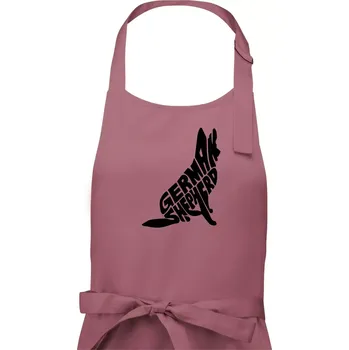 Kuchyňská zástěra Německý ovčák sedící napis - Pánská zástěra na vaření - Univerzální velikost ( Starorůžová )