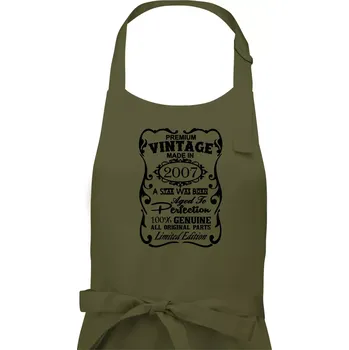 Kuchyňská zástěra Vintage Etiketa - 2007 - Pánská zástěra na vaření - Univerzální velikost ( Khaki )