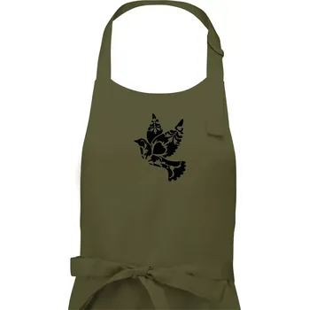 Kuchyňská zástěra Ptáček vzorovaný - Dámská zástěra na vaření - Univerzální velikost ( Khaki )