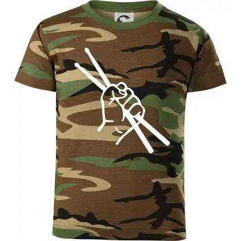 Chlapecké tričko Paličky ruka - Dětské maskáčové triko - 146 cm/10 let ( Hnědý maskáč )