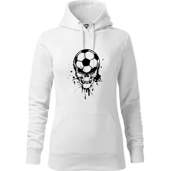 Dámská mikina Fotbal lebka splash - Mikina dámská Cape s kapucí - L ( Bílá )