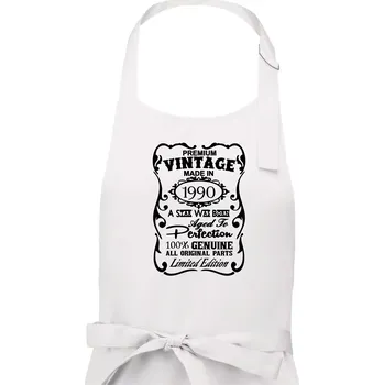 Kuchyňská zástěra Vintage Etiketa - 1990 - Pánská zástěra na vaření - Univerzální velikost ( Bílá )