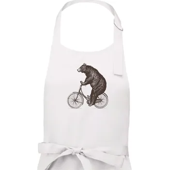 Kuchyňská zástěra Medvěd na kole - Pánská zástěra na vaření - Univerzální velikost ( Bílá )