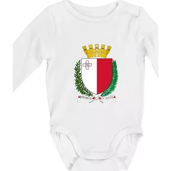 Malta - statní znak - Body kojenecké s dlouhým rukávem - Dlouhý r. 3-6 měs ( Bílá )