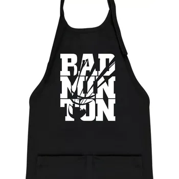 Kuchyňská zástěra Badminton nápis - Dětská zástěra na vaření - Univerzální velikost ( Černá )