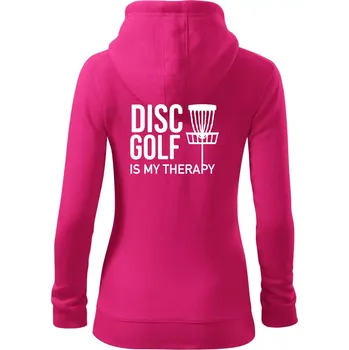Dámská mikina Disc golf is my therapy - Dámská mikina trendy zipper s kapucí - XL ( Purpurová )
