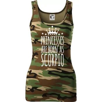Dámské tričko Princesses are born as Scorpio - Štír - Dámské Maskáčové tílko - 2XL ( Hnědý maskáč )