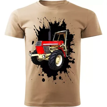Pánské tričko Pánské tričko s traktorem ZETOR Crystal 12045 pískové 4XL (tričko s traktorem)