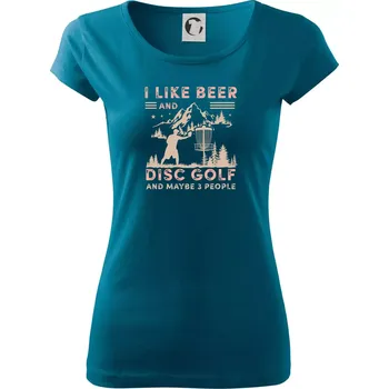 Dámské tričko I like beer and disc golf - Dámské triko Pure - 3XL ( Petrolejová )