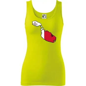 Dámské tričko Mapa Malta s vlajkou - Dámské tílko - M ( Limetková )