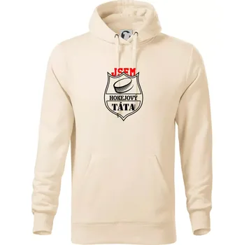 Pánská mikina Hokejový táta - puk - Mikina pánská Cape s kapucí - 4XL ( Mandlová )