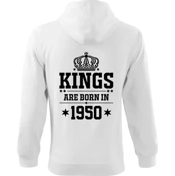 Pánská mikina Kings are born in 1950 - Mikina s kapucí na zip trendy zipper - 2XL ( Bílá )