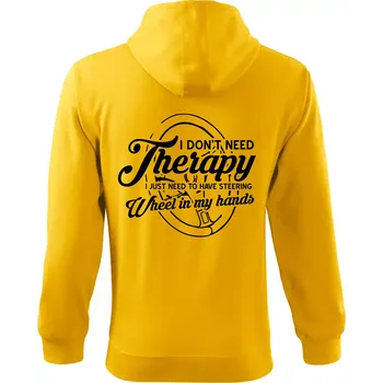 Pánská mikina Kulatý nápis - I don't need therapy wheel in my hands - Mikina s kapucí na zip trendy zipper - XL ( Žlutá )
