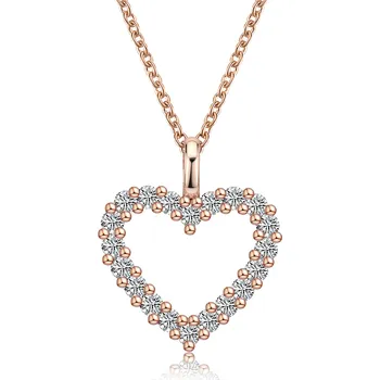 Řetízek Olivie Stříbrný náhrdelník ROSE 0,6ct MOISSANITE SRDCE 9805 Ag 925; ≤3 g.