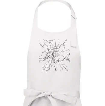 Kuchyňská zástěra Černobílá mapa Vizovice - Dámská zástěra na vaření - Univerzální velikost ( Bílá )