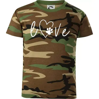 Chlapecké oblečení Love nápis zvíře - Dětské maskáčové triko - 134 cm/8 let ( Hnědý maskáč )