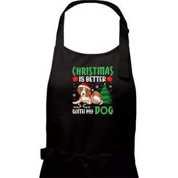 Kuchyňská zástěra Christmas is better with my dog - Pánská zástěra na vaření - Univerzální velikost ( Černá )