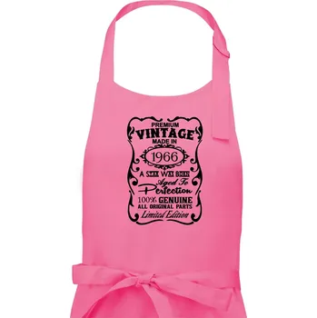 Kuchyňská zástěra Vintage Etiketa - 1966 - Dámská zástěra na vaření - Univerzální velikost ( Růžová )