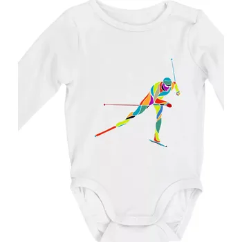 Kojenecký body Barevný běžkař - Body kojenecké s dlouhým rukávem - Dlouhý r. do 3 měs ( Bílá )