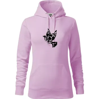 Dámská mikina Ptáček vzorovaný - Mikina dámská Cape s kapucí - S ( Orchid )