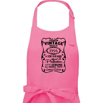 Kuchyňská zástěra Vintage Etiketa - 1994 - Dámská zástěra na vaření - Univerzální velikost ( Růžová )