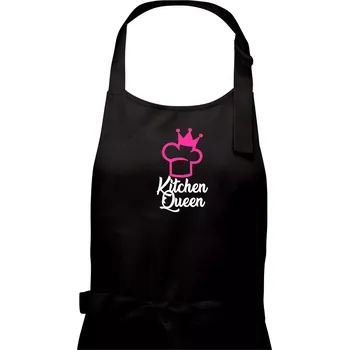 Kuchyňská zástěra Kitchen Queen - Kuchařka - Dámská zástěra na vaření - Univerzální velikost ( Černá )