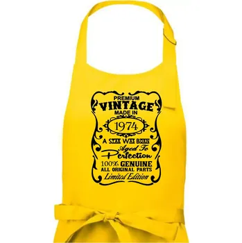 Kuchyňská zástěra Vintage Etiketa - 1974 - Dámská zástěra na vaření - Univerzální velikost ( Žlutá )