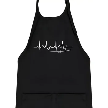 Kuchyňská zástěra EKG kluzák - Dětská zástěra na vaření - Univerzální velikost ( Černá )