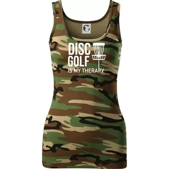 Dámské tričko Disc golf is my therapy - Dámské Maskáčové tílko - XS ( Hnědý maskáč )