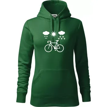Dámská mikina Cyklista za každého počasí - Mikina dámská Cape s kapucí - 2XL ( Lahvově zelená )